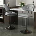 thumbnail image 2 of Hawsaiy Modern Bar Stools Set of 2, Ergonomic Double-Layer Upholstered Bar Stools with Back, Adjustable Swivel Barstools for Kitchen Island, Light Gray, 2 of 8