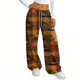 thumbnail image 4 of Trgacdwlo Halloween Pj Pants Women Funny Pumpkin Print Fall Wide Leg Lounge Bottoms Vintage Ghost Pattern Cozy Pajama Bottoms Women, 4 of 5