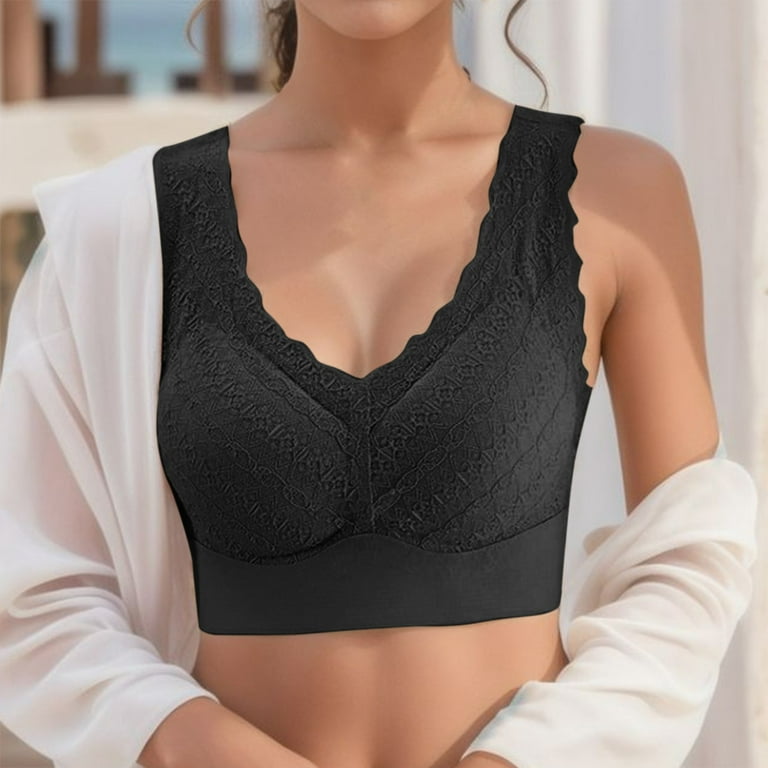 PMUYBHF Strapless Bras for Women Large Bust Plus Size Women's Comfortable  and Traceless Tank Top Style Small Chest Converged Fixed Cup Back without