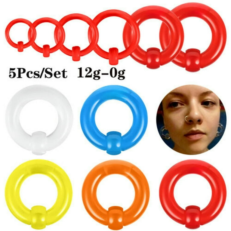 QQTDFG 5Pcs/Set Acrylic CBR Nose Ring Large Size Septum Ring