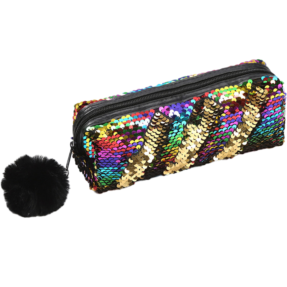 Sequin Cosmetic Bag Mermaid Spiral Reversible Sequin Student Pencil