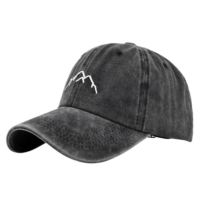 GDREDA Mens Hats and Caps Mens And Womens Denim Retro Washed And Old Destroyed Peaked Cap Solid Color Baseball Cap,Black