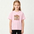 thumbnail image 2 of Summer Vibes Leopard Floral Girls Graphic Tee, Cute Pink Retro Bow 100% Cotton Kids Short Sleeve T-Shirt, 2 of 5