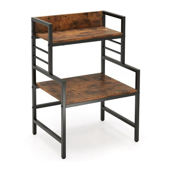 FASCK 3-Tier Microwave Stand with 2 Open Shelves, Heavy-duty Metal Kitchen Cart for Oven Coffee Maker Storage