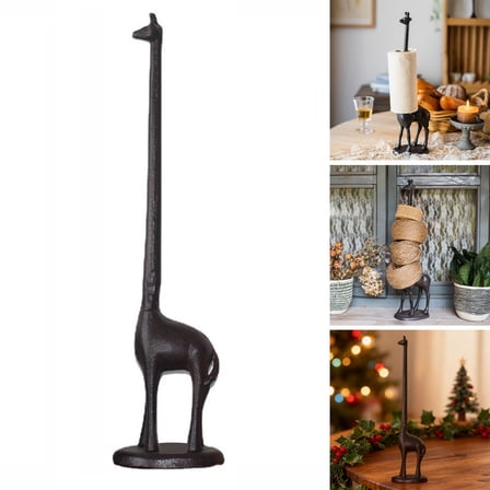 Wrought Iron Giraffe Toilet Paper Holder, Vintage Coffee Desktop Storage Rack, Decorative Metal Ornament, Bathroom or Living Room Organizer
