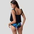thumbnail image 5 of Women's Tankini Swimsuit with Loose Flowy Top and Tropical High Waist Bottom - Medium, Black, 5 of 7