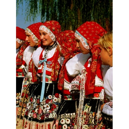 Women Wearing Folk Dress During St. Wenceslas Feast Festival, Kyjovska Vs, Moravany, Czech Republic Print Wall Art By Richard