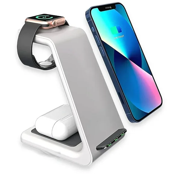 Efficient Wireless Charging Station, Portable Foldable Design For Quick On-The-Go Power Ups, 3 In 1 Fast Charging Universal Compatibility, Supports Qi Standard Docking Station