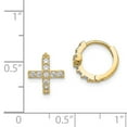 thumbnail image 3 of Real 14kt Yellow Gold Madi K Polished CZ Cross Hinged Hoop Earrings; for Adults and Teens; for Women and Men, 3 of 3