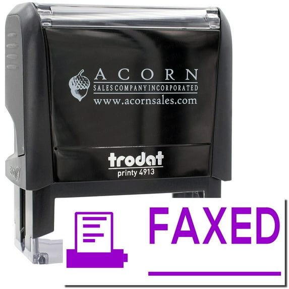 Large Self-Inking Faxed with Machine Stamp, Trodat Printy 4913, Press and Print Stamping, Impression Size 7/8" x 2-1/4", Up to 10,000 Impressions - Purple Ink