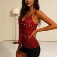 thumbnail image 4 of Ailaofu Women V Neck Sequin Tank Top See Through Strap Camisole Beaded Top Going Out Party Outfits, 4 of 6