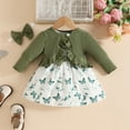 thumbnail image 6 of Staki Newborn Baby Girl Outfits Ruffle Long Sleeve Ribbed Romper Suspender Skirt Overall Dress Fall Clothes Preemie Christmas Outfit Girl(Green,2-3 Years), 6 of 6