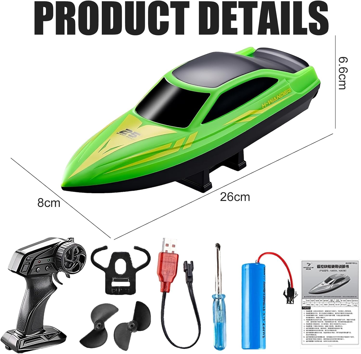 HYPERLIVING Remote Control Boat,15KM/H Fast Racing Boat with LED Light, Never Capsize, Summer Water Pool Toy for Adults & Kids