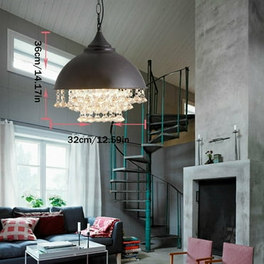 Miumaeov Rustic Industrial Chandelier Vintage Crystal Pendant Light Ceiling Hanging Lamp Lighting Fixture