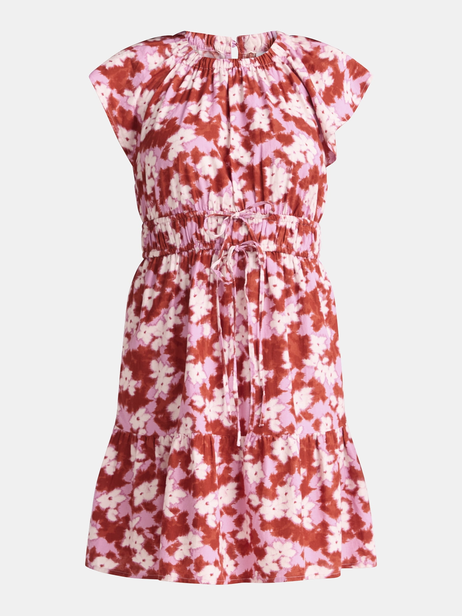 Time and Tru Women's Crewneck Mini Dress with Pockets, Sizes XS-3XL