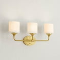 thumbnail image 3 of Lynzie Collection Three-Light Brushed Gold Etched Opal Glass Modern Bath Vanity Light, 3 of 4