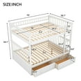 thumbnail image 2 of Harper & Bright Designs Full Size Bunk Bed with 2 Storage Drawers, Solid Wood Full over Full Bunk Bed Frame with Guardrails, Convertible Bed Frame with Headboard and Footboard, White, 2 of 13