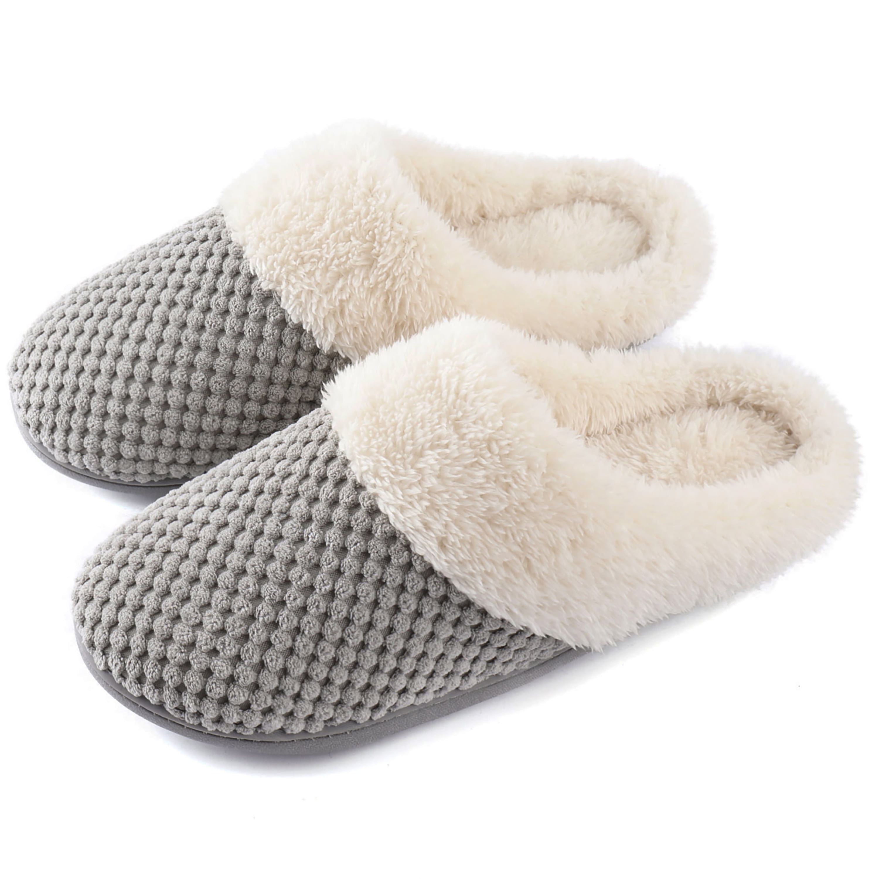 Wpop59ne Women's Slippers Fuzzy Women Men Home Warm Soft Non 