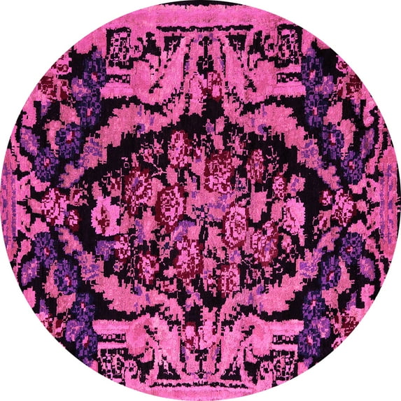 Ahgly Company Indoor Round Medallion Pink French Area Rugs, 8' Round