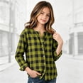thumbnail image 2 of OGLCCG Girls Plaid Button Down Shirts Crewneck Long Sleeve Gingham Tops Kids School Uniform Dress Shirts(Yellow,14-16 Years), 2 of 5
