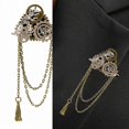 thumbnail image 2 of Punk Gear Hair Clip With Long Fringed Chain Metal Strong Hold Barrettes Mechanical Gear Hair Ornament Brooch Pin, 2 of 4