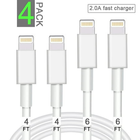 4 PACK Phone Charger Lightning Cable Data& Sync Cable Cord Compatible with iPhone X Case/8/8 Plus/7/7 Plus/6/6s Plus/5s/5,iPad Mini