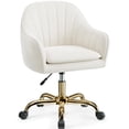 thumbnail image 1 of Silla de tocador BestEra ajustable de terciopelo beige para oficina, 1 of 8
