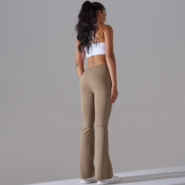 TOWED22 Womens Yoga Pants with Pockets High Waisted Pants Wide Leg Yoga  Pants Boot Cut Yoga Pants Dress Pants Work Pants(Khaki,S)