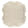 thumbnail image 3 of Allora Fabric Pouf Ottoman with Woven Design and Fringe Details in Cream, 3 of 5