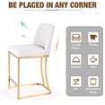 thumbnail image 6 of Summit Living 24 inch White & Gold Counter Stools with Back Set of 3 for Kitchen Dining Faux Leather Bar Stools, 6 of 11