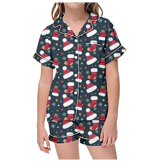 TZEWGL Pyjamas For Girl Summer Cartoon Bat Printed Short Sleeve T Shirt Short Pants 2Pcs Suits Clothing Homewear For Toddlers size 2-3T