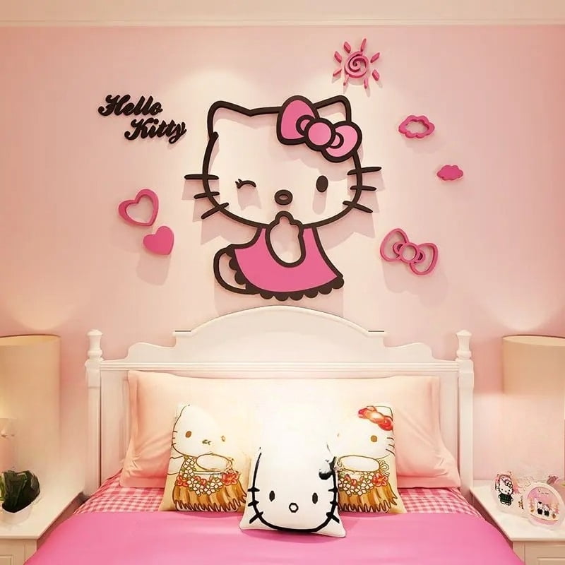 DIY Assemble Cartoon Hello Kitty Wall Sticker Bedroom Home Decor