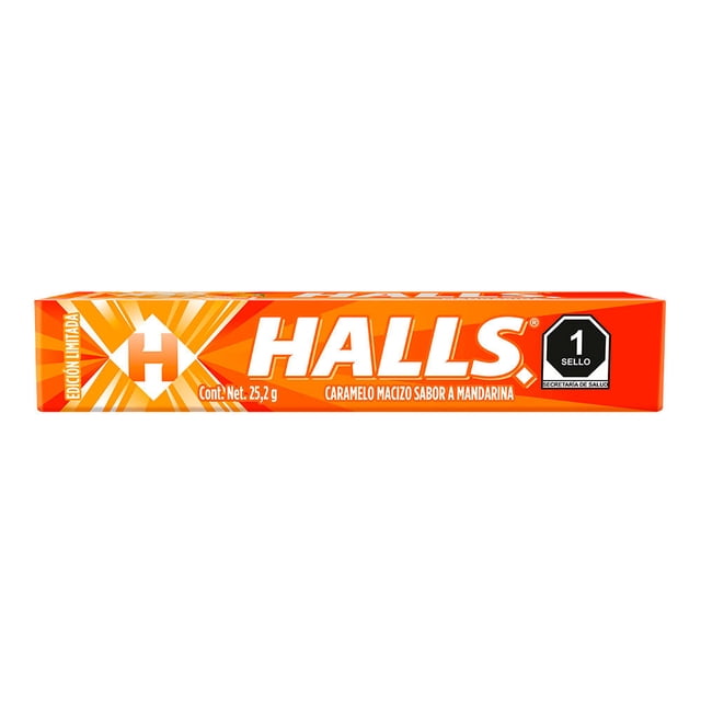 Caramelo macizo Halls sabor a mandarina 25.2 g