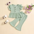 thumbnail image 2 of REDARER Girls Summer Short Sleeve Ruffles Tops and Shorts 2PCS Outfits Clothes Set for Children Clothes,4-5 Years, 2 of 8