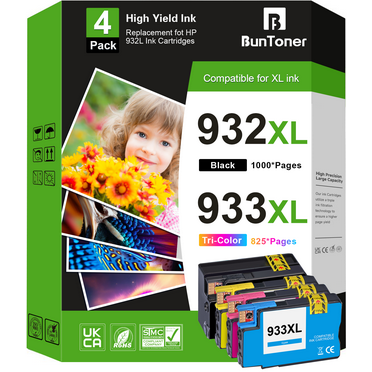 932XL 933XL Ink Cartridges Compatible for HP 932 and 933 XL Combo Pack for HP Officejet 6100 6600 6700 7110 7510 7610 7612 Printer (Black, Cyan, Magenta, Yellow)