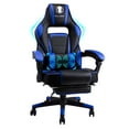 thumbnail image 1 of Massage Gaming Chair High Back PU Leather PC Racing Computer Desk Office Swivel Recliner with Retractable Footrest and Adjustable Lumbar Support, Black, 1 of 1