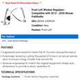 thumbnail image 2 of Front Left Window Regulator - Compatible with 2013 - 2020 Nissan Pathfinder - Dorman, 2 of 2