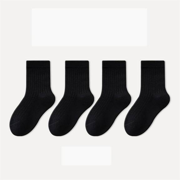 HNMKIU Soft Kids Crew Socks for Girls Everyday Comfortable School Ankle with Grip for Athletic Play Assorted Solid Colors Multipack for Toddler and Children Black,5-8 Years