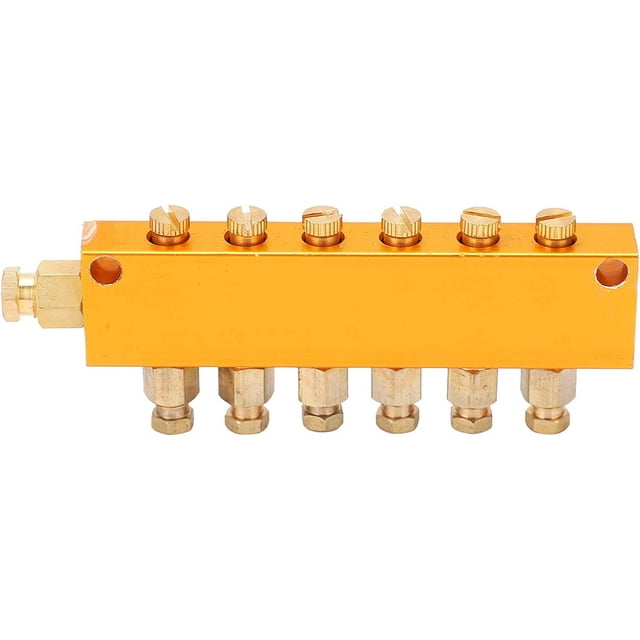 ZOUSSIQI Brass Oil Distributor 5/6 Adjustable Manifold for Automatic Lubricating Oil Pump,Way Adjustable Lube Oil Piston Distributor Value Manifold Block for Centralized Lubrication (1 in CA919-45391