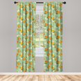 thumbnail image 3 of Ambesonne Floral Curtains, Oranges Chamomiles Dots Art, Pair of 28"x84", Earth Yellow and Pale Green, 3 of 5