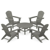 POLYWOOD Nautical 5-Piece Outdoor Adirondack Chair Conversation Set in Slate Grey