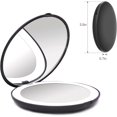 thumbnail image 2 of Wattne LED Lighted Travel Makeup Mirror, Rechargeable with 10x/1x Magnifying & Dimmable - Compact, Portable, Handheld 3.5” Round Hand Mirror for Handbag and Purses (Black), 2 of 8