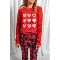thumbnail image 2 of ABPHQTO Ropa de salón de dos piezas con estampado gráfico de corazón rojo para mujer, 2 of 5