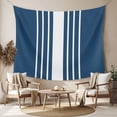thumbnail image 2 of Navy Blue White Stripe Tapestry for Bedroom Wall Hanging Tapestry, Modern Rustic Vertical Striped Ceiling Backdrop Tapestries Poster Blanket Wall Decor for Teens Room Living Room Dorm 55" x 73", 2 of 8