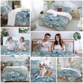 thumbnail image 6 of Blue Crab Coastal Duvet Cover Set, Summer Beach Nautical Starfish Coral Soft Duvet Cover Queen Size Bedding Set 4 Pieces, 1 Quiltcover and 2 Pillowcases with Zipper, 1 Bed Sheet for All Seasons, 6 of 9