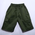 thumbnail image 6 of Huowey Boys Pants Knee Length Cargo Shorts Youth Casual Elastic Waist Athletic Shorts Outdoor Solid Color Cargo Bottoms Short Trousers,Green,12-13 Years, 6 of 8