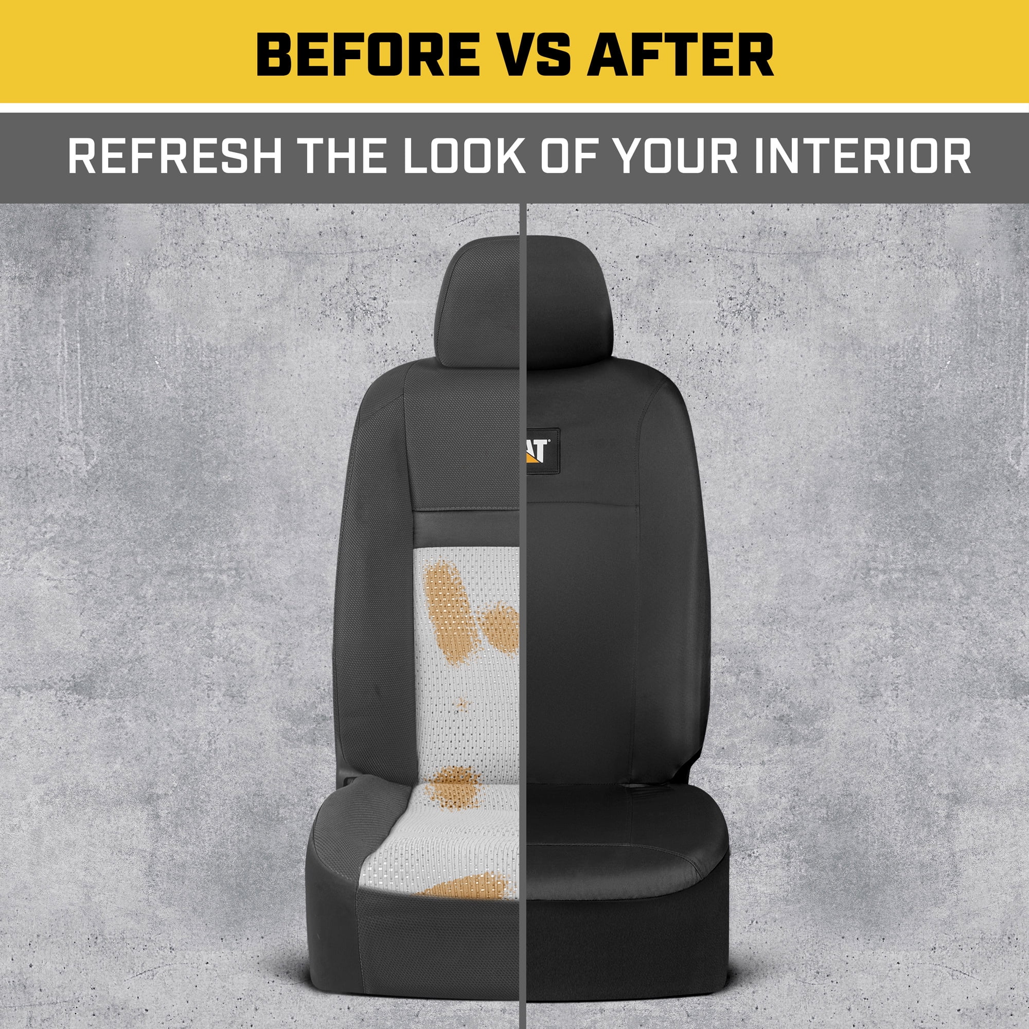 Cat DuraDrive Car Seat Cover, Black Oxford - Heavy Duty Canvas Seat Cover for Cars Trucks SUV, Universal Fit Car Seat Cover for Front Seat 1pc, Automotive Interior Cover, Ideal Truck Seat Cover