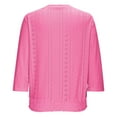 thumbnail image 4 of Feancey Eyelet Tops for Women 3/4 Sleeve V Neck Shirts Fashion Smocked Waist Crop Top Business Casual Work Blouse Trendy Going Out T-Shirt Hot Pink S, 4 of 10