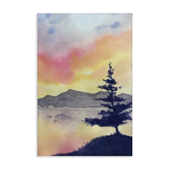 Stupell Industries Radiant Sunset over Lake Landscape & Nature Painting Wrapped Canvas Canvas Art Print Wall Art, 16 x 24