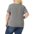 thumbnail image 4 of Unique Bargains Women Plus Size Casual Lace V Neck Short Sleeve Tunics Blouses Grey 2X, 4 of 6